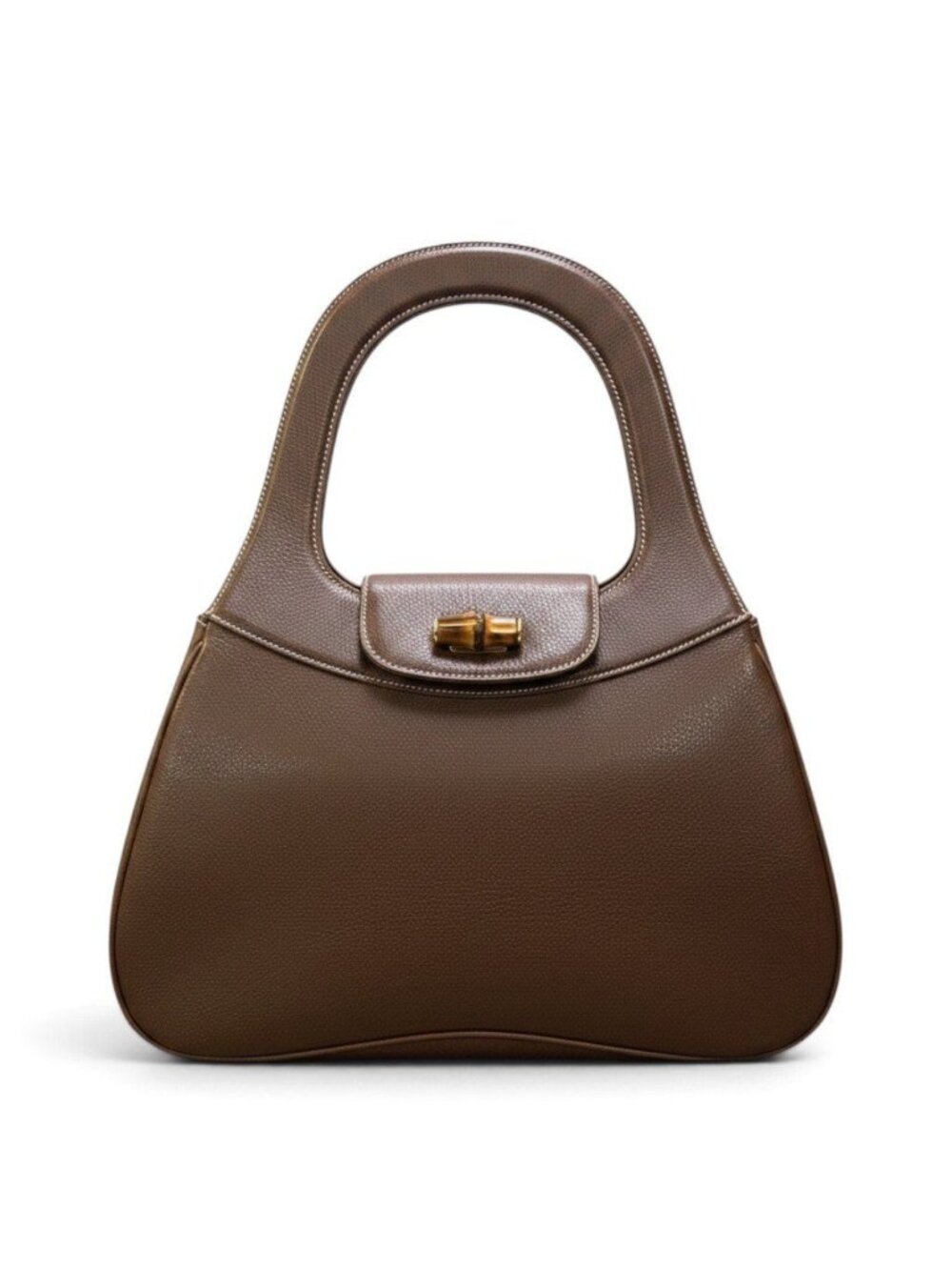 Gucci Vintage Bamboo Handbag Brown Leather